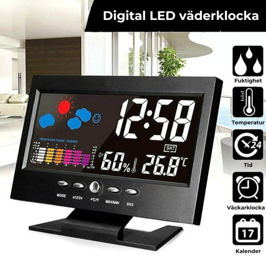 Digital LED-klocka (Tid, Väder, Väckarklocka)