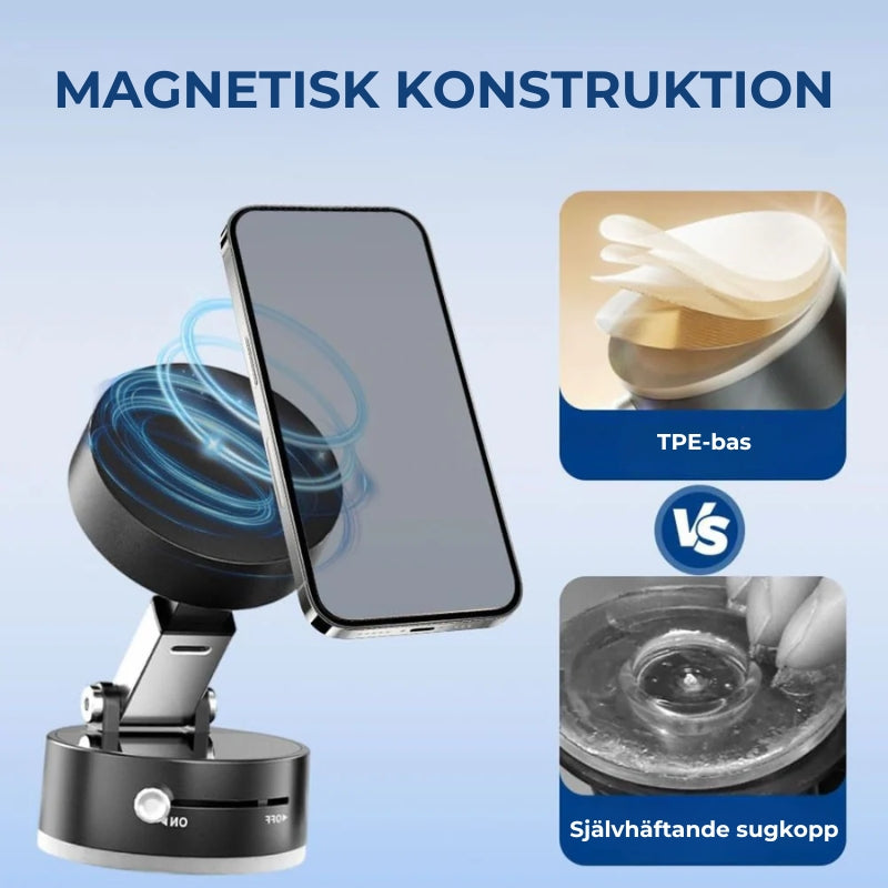 Magnetisk och ihopfällbar telefonhållare med kraftig sugkopp
