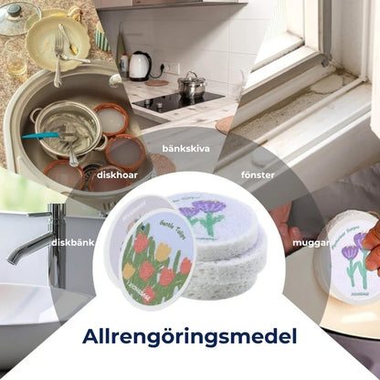 Absorberande svamp av Trämassa med blommönster – 5 stycken