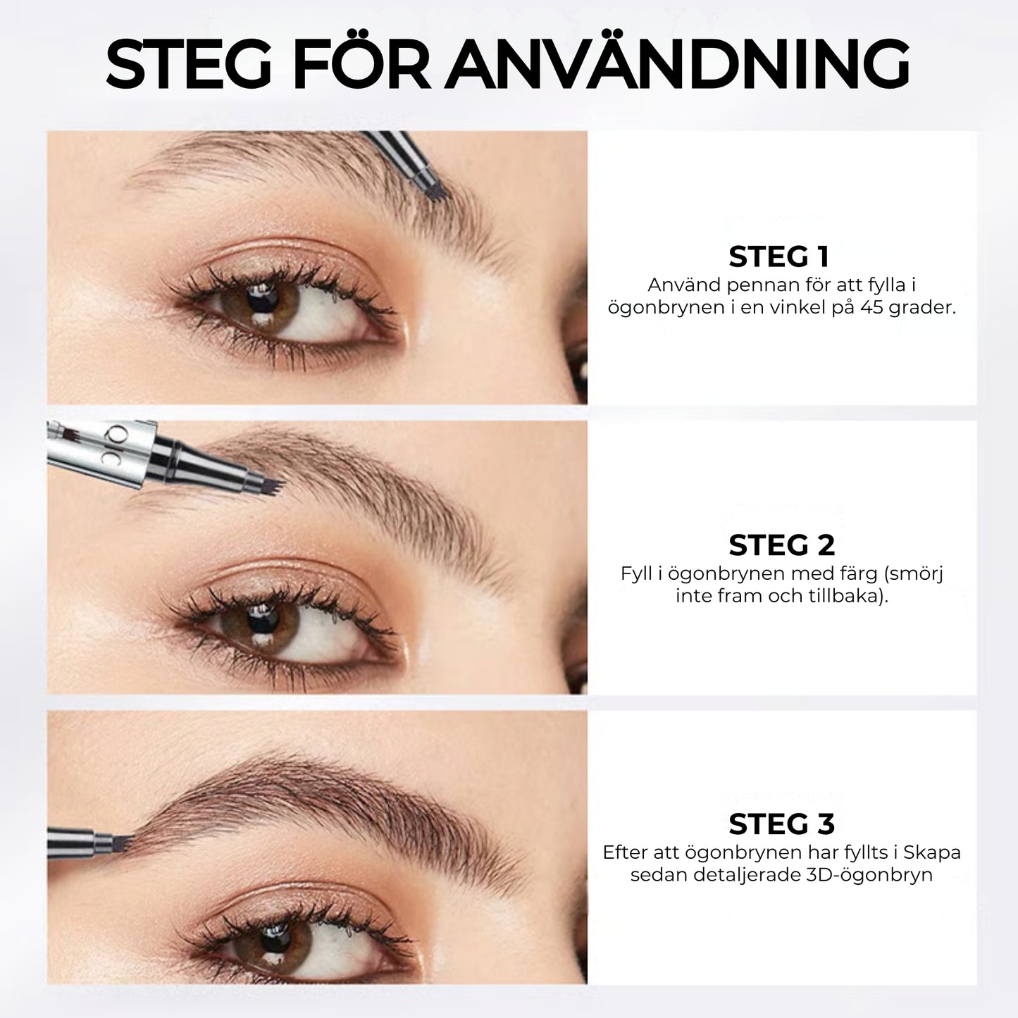 3D-ögonbryn stift med 4 gaffelspetsar för microblading (vattentät)