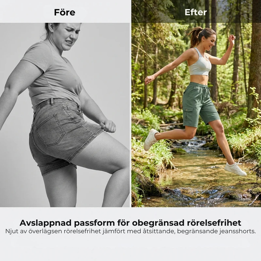 Snabbtorkande cargoshorts med fickor | DAM