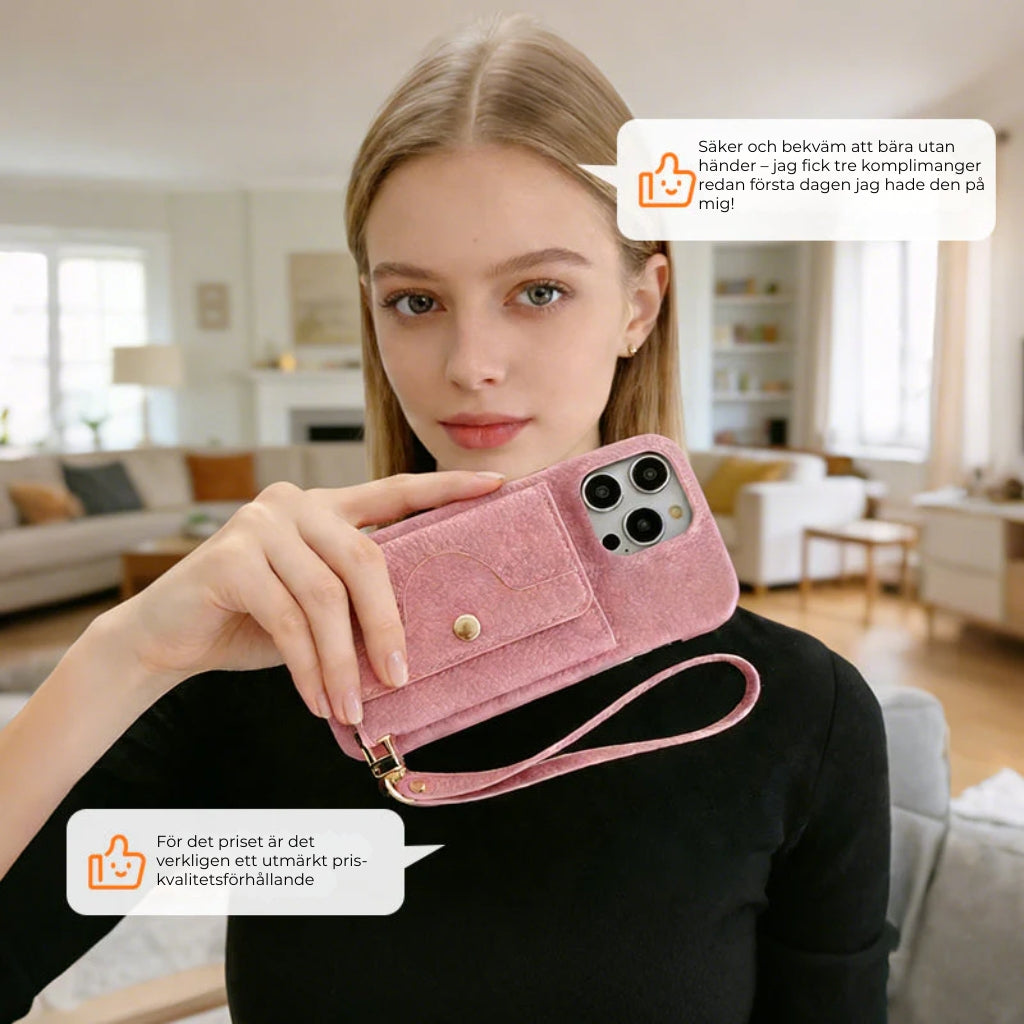 🔥📱 iPhone-mobilskal för damer – med inbyggd plånbok