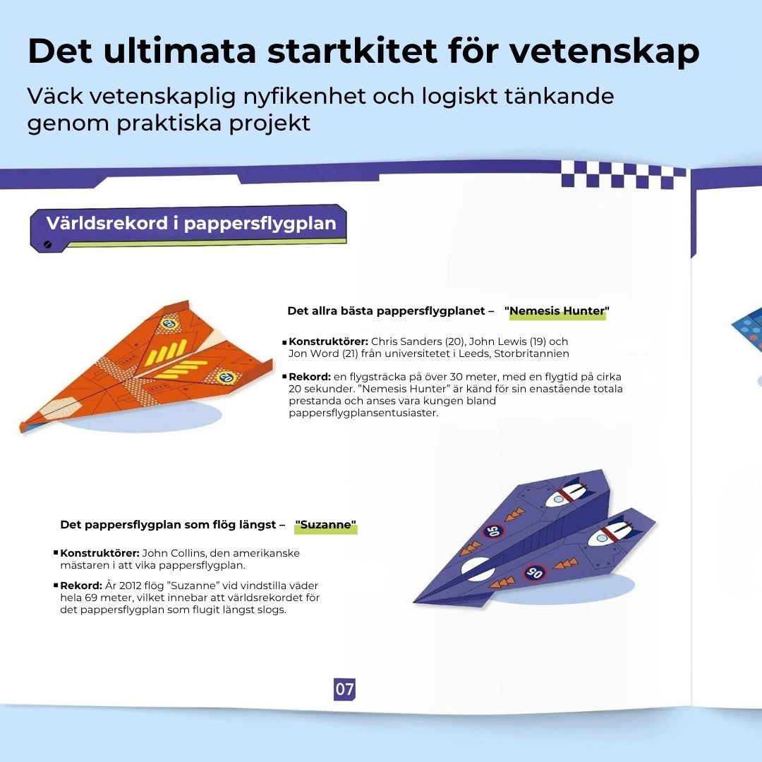 Roliga pappersflygplan att göra själv – set med 16 stycken