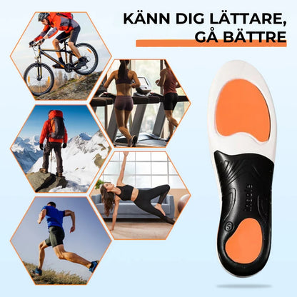 Skoinlägg med stötdämpning och stöd för fotvalvet