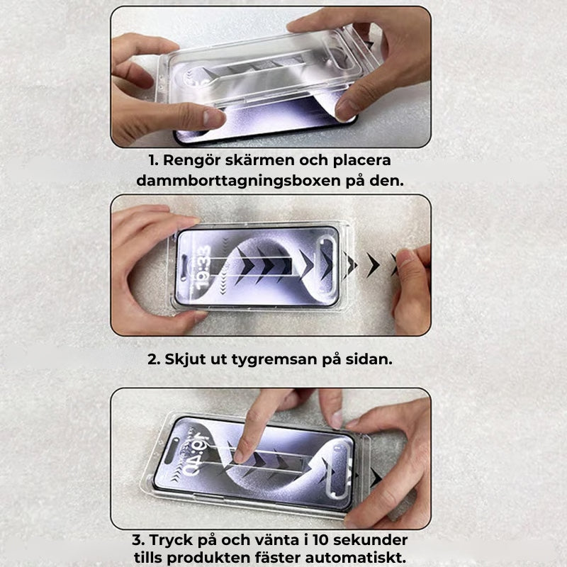 iPhone säkerhetskit – Dammfri härdad skärmfilm