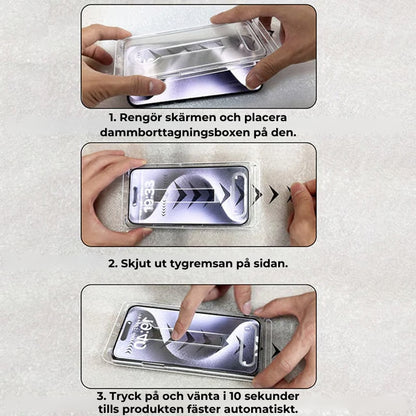 iPhone säkerhetskit – Dammfri härdad skärmfilm
