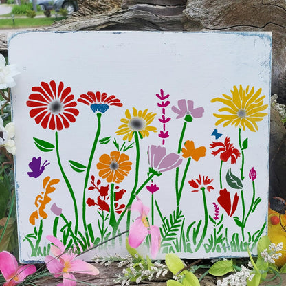 🌸 Schablon med blomstermönster