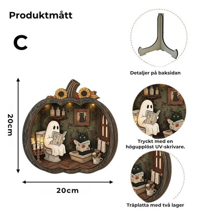 Halloween-dekorationer av trä i form av pumpor
