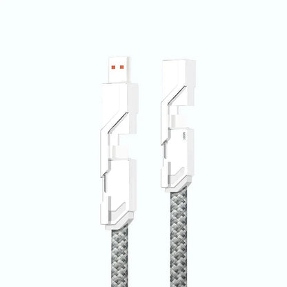 4-i-1 platt flätad anti-knot laddningssladd