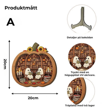 Halloween-dekorationer av trä i form av pumpor
