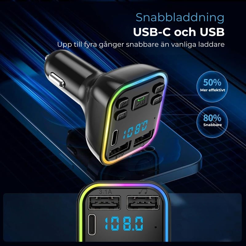 Bluetooth-FM-adapter och laddare för bilen