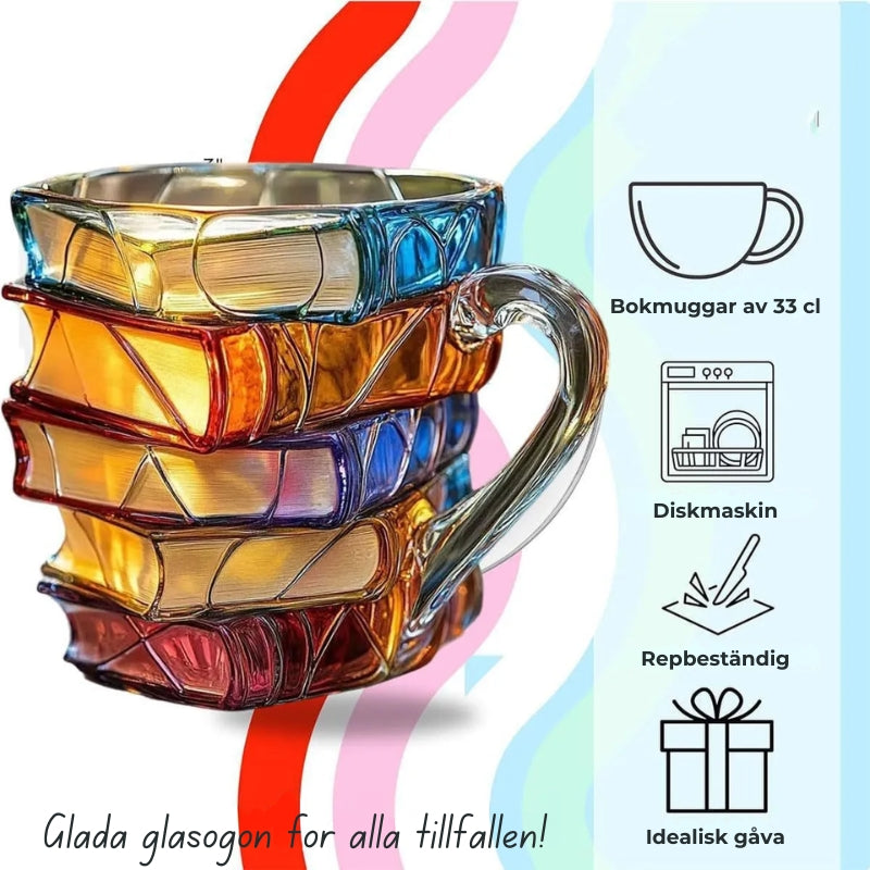 Handgjord mugg med bokdesign