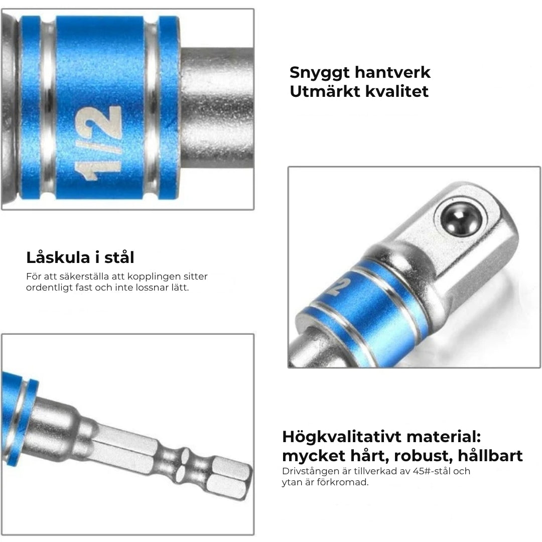Set med borr- och skruvnyckeladaptrar
