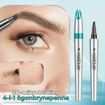 3D-ögonbryn stift med 4 gaffelspetsar för microblading (vattentät)