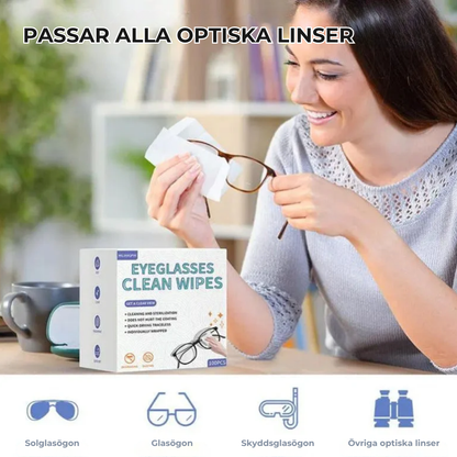 Smarta Rengöringsservetter för Glasögon  (100 stycken)