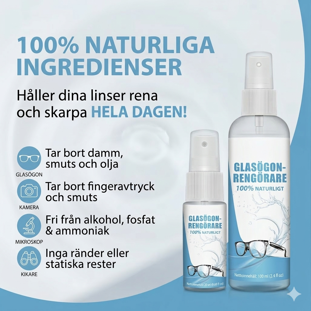 Glasögonrengöring med Fiberduk (120 ml - 2 flaskor)