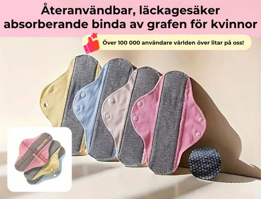 Återanvändbara och Säkra bindor för kvinnor (3st)