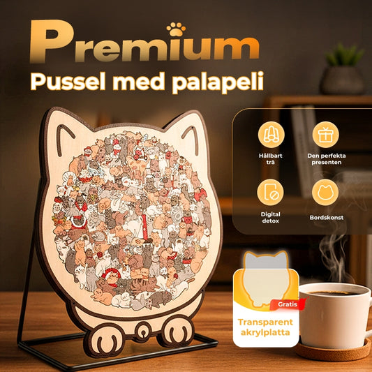 Morandi-färgat pussel med kattdesign (135 bitar)