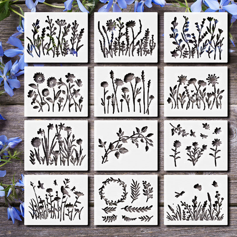 🌸 Schablon med blomstermönster
