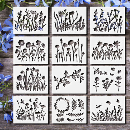 🌸 Schablon med blomstermönster
