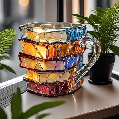 Handgjord mugg med bokdesign