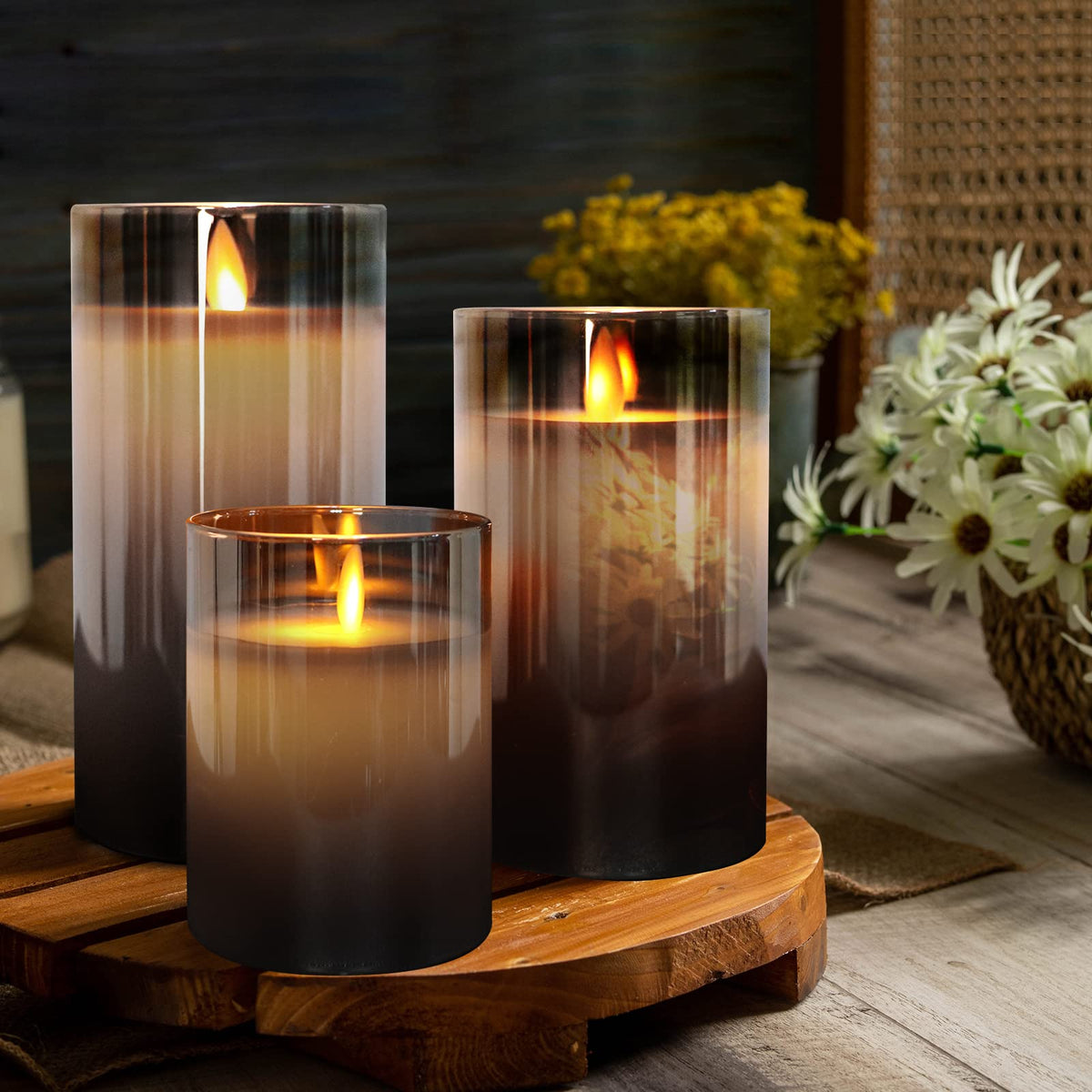 Flamlösa ljus | 3 stycken