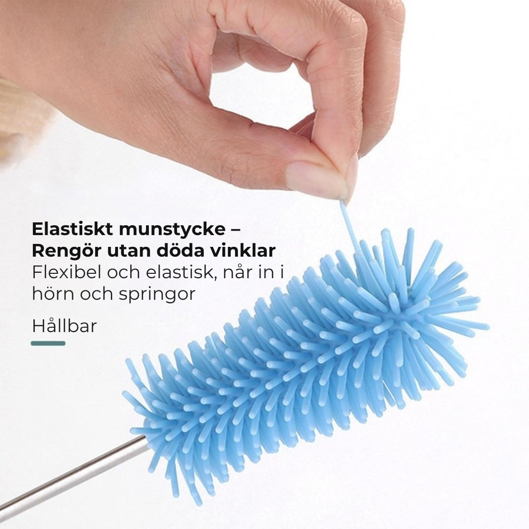 Rotationsborste av silikon för flaskor och glas