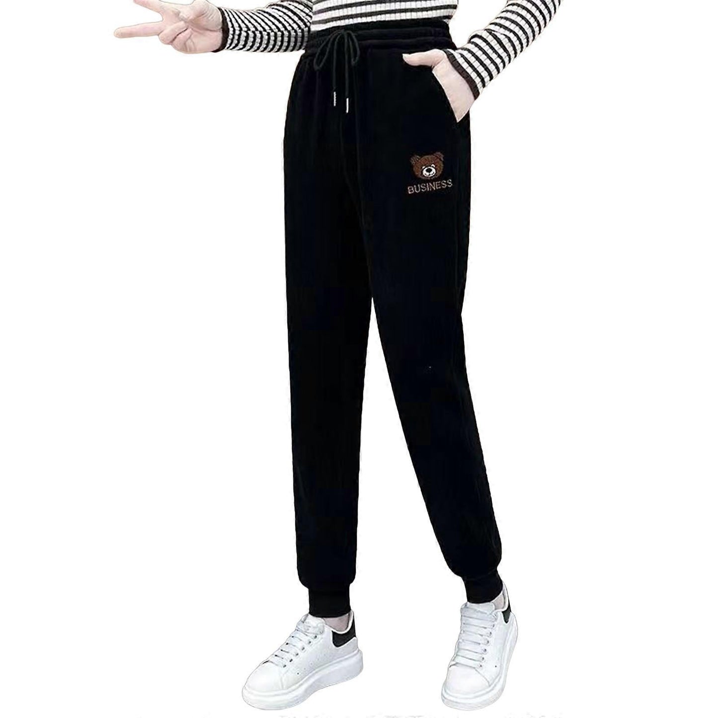 Joggingbyxor för dam (varm corduroyplush)
