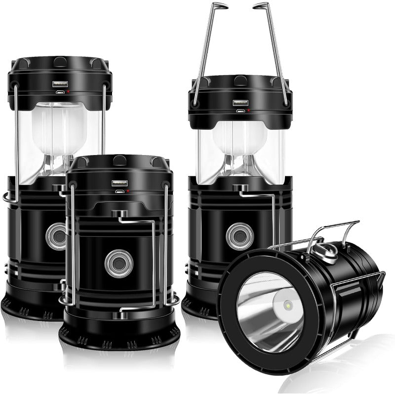 Solcellsdriven campinglykta och ficklampa med USB-anslutning