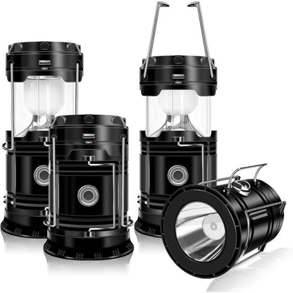Solcellsdriven campinglykta och ficklampa med USB-anslutning