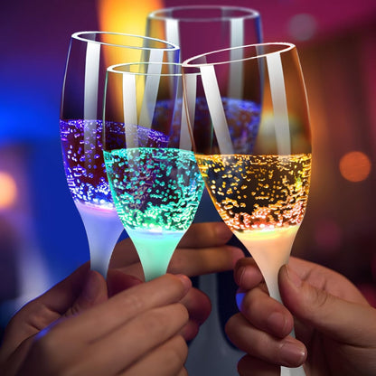 Glas för vin och champagne med LED-belysning
