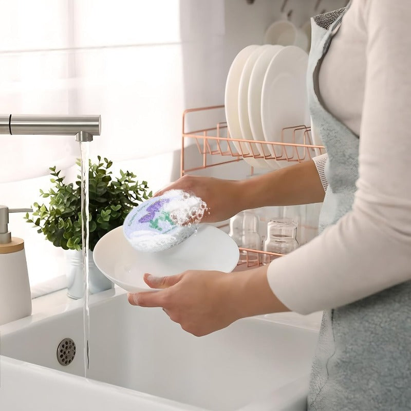 Absorberande svamp av Trämassa med blommönster – 5 stycken