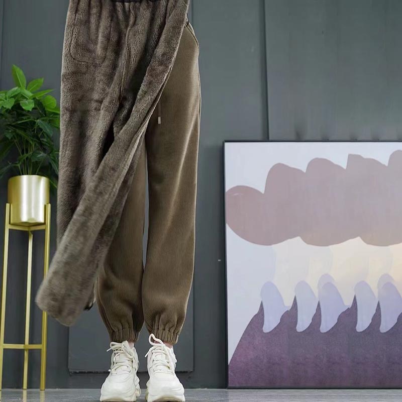 Joggingbyxor för dam (varm corduroyplush)