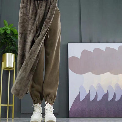 Joggingbyxor för dam (varm corduroyplush)