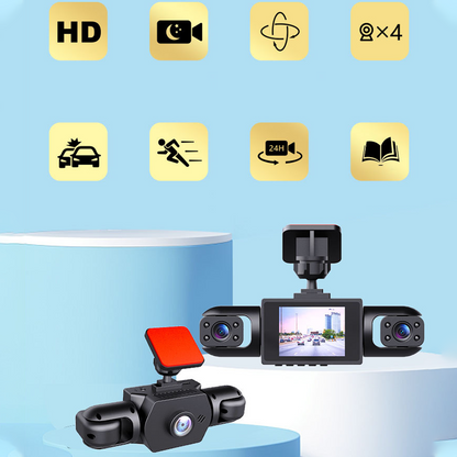 360° bilkamera – 4 linser med mörkerseende och loop-inspelning 📹