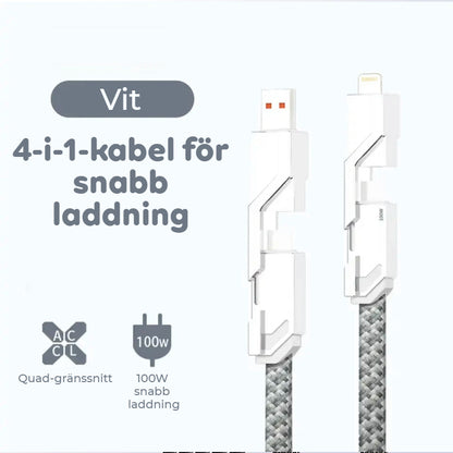 4-i-1 platt flätad anti-knot laddningssladd