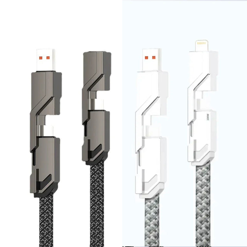 4-i-1 platt flätad anti-knot laddningssladd